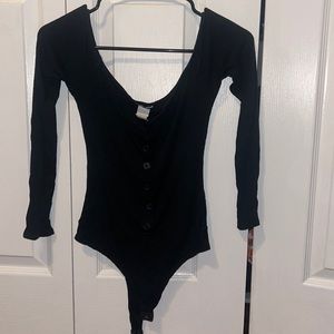 Off the shoulder black body suit